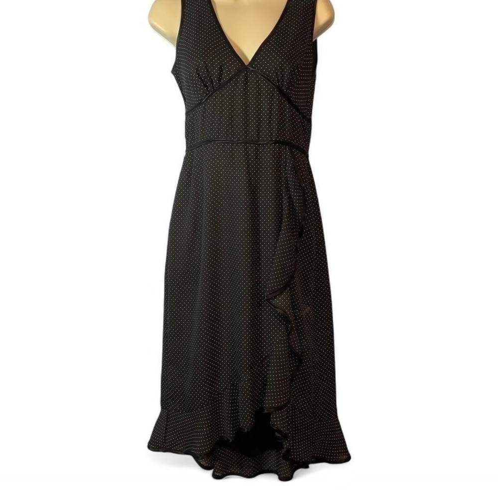 CDC DESIGNS Black Polka Dot babydoll ruffle slit Dress size 6 Y2K